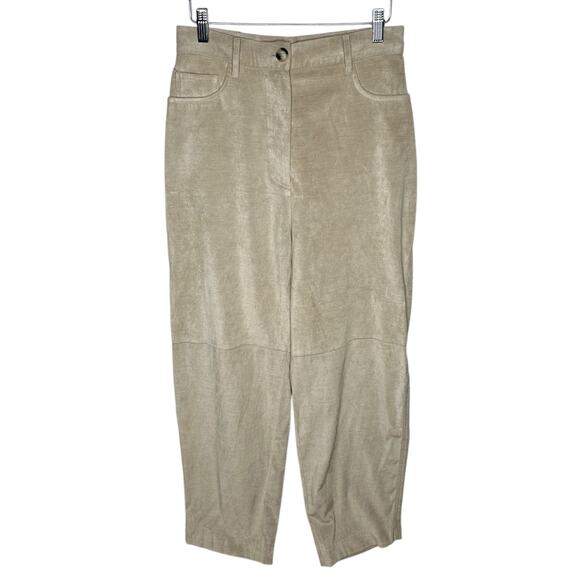 NANUSHKA Tan Brown Barrel Leg Pants Women's Size Medium Faux Suede Straight - Picture 1 of 11